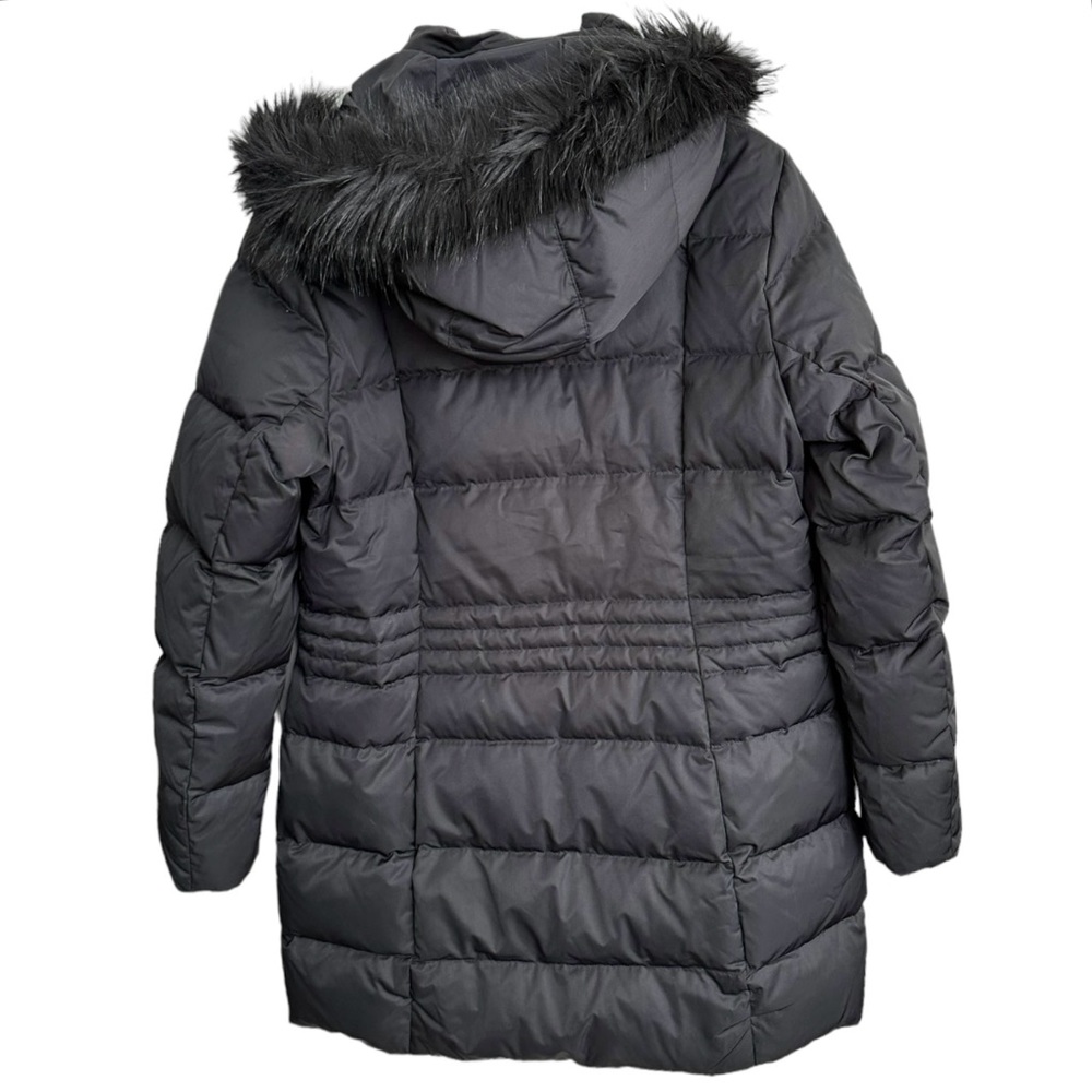 Lands End Women's Down Coat Faux Fur Hood Mid Thigh Black Size Medium - Picture 3 of 14